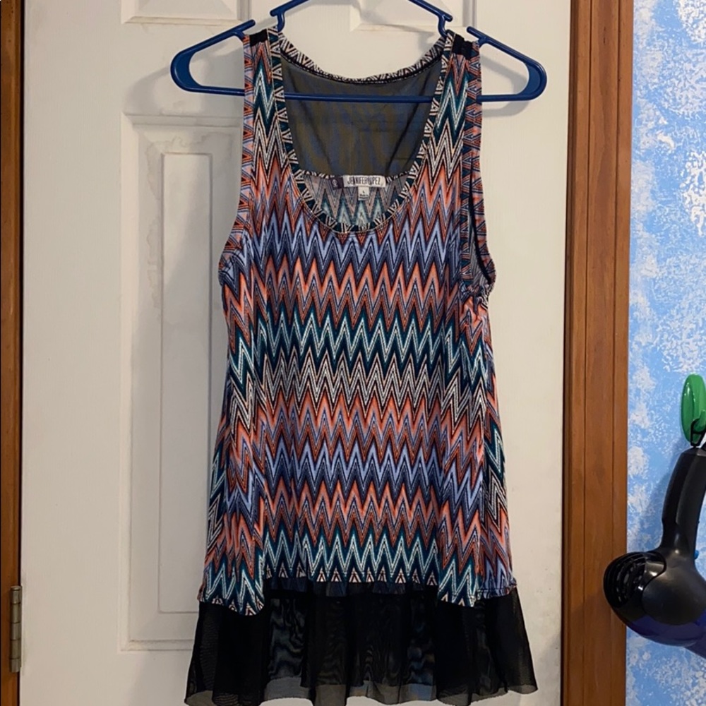 Super soft tank top with mesh long hem